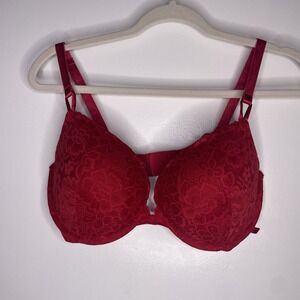 Victoria's Secret Bra 32DD Red Demi Padded Underwire Adjustable Clasp Back